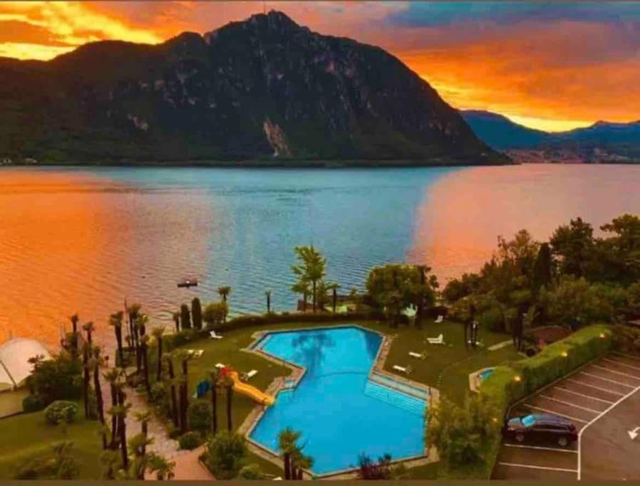 Appartamento Con Piscina E Sauna Bissone Exteriér fotografie